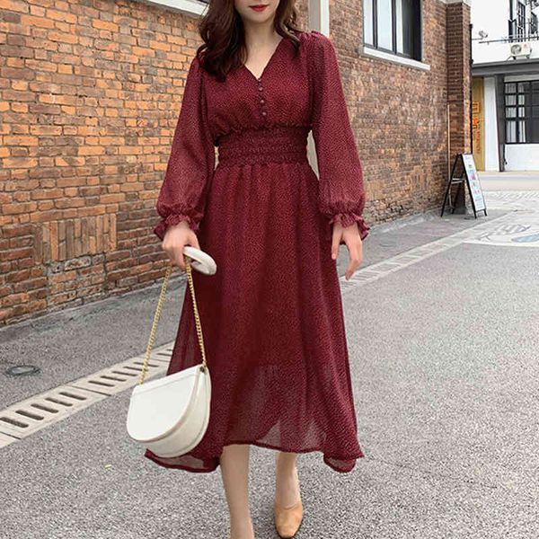 

casual dresses dresses elegant v-neck polka dots midi for women high waist female a-line dress spring summer party vestidos femme lmbg, Black;gray