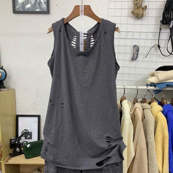 

women's tanks & camis cotton 100% women t-shirts summer 2021 solid hole hollow out loose vintage female pulls tees, White
