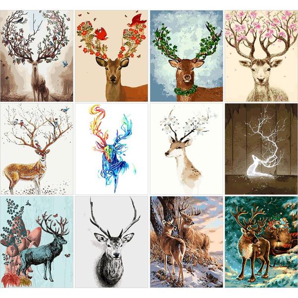 

paintings diy painting by number animal deer 40x50cm framed acrylic paint home decoration gift