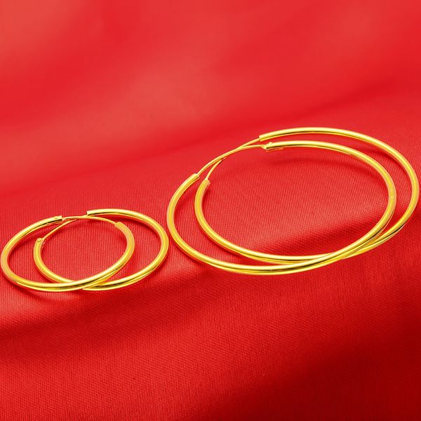 

3cm/4cm smooth circle hoop earrings women 18k yellow gold filled round huggie earring gift, Golden;silver