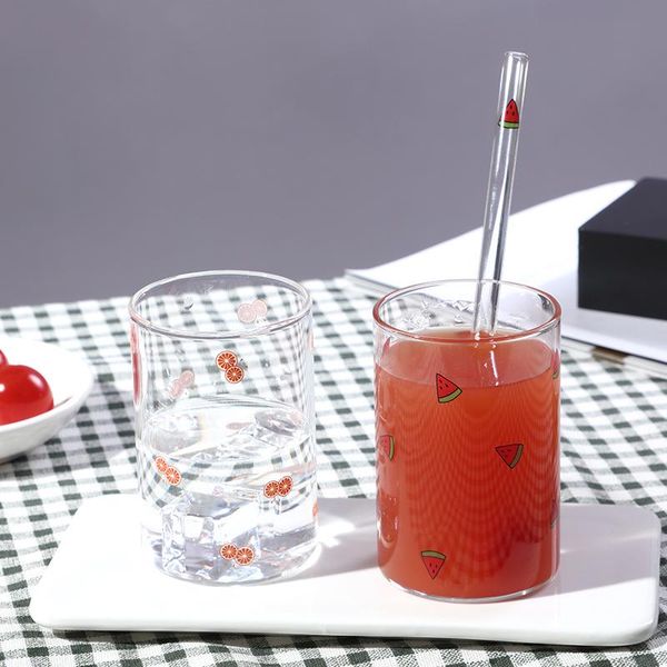 

wine glasses transparent drink cup fresh milk juice cold water with straw soda lady gift cute bottle glass