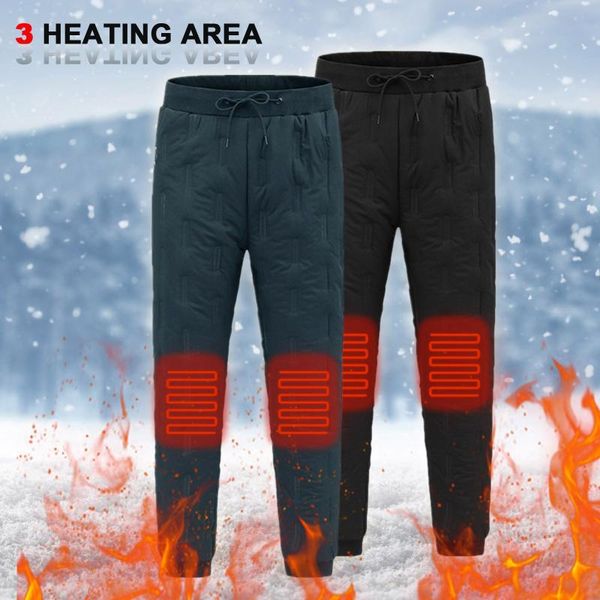 

men's pants winter self heating outdoor hiking warm slim usb trekking skiing electric thermal heated trousers women men, Black
