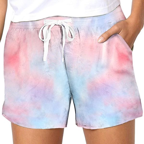 

women's shorts cotton short pants women high waist tie dye print summer loose wide leg casual trouser korean slim sweatpants lady, White;black