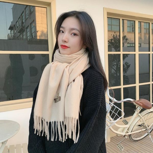 

scarves women's scarf shawl 2021 winter imitation cashmere solid color comfortable dongdaemun korea multi-color fashion all-match, Blue;gray