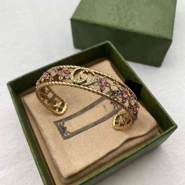 

70% off 2021 opening double flower diamond bracelet brass fashion bracelet, Black