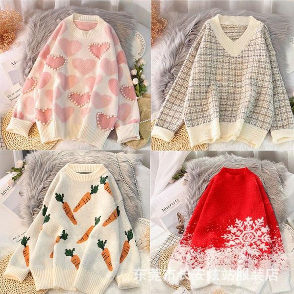 

women's sweaters 2021 fashion knitted sweater pullover., White;black