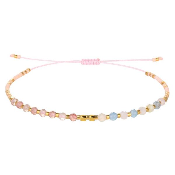 

charm bracelets quanchi miyuki beads bracelet handmade exquisite pink crystal glass for women friendship jewelry, Golden;silver