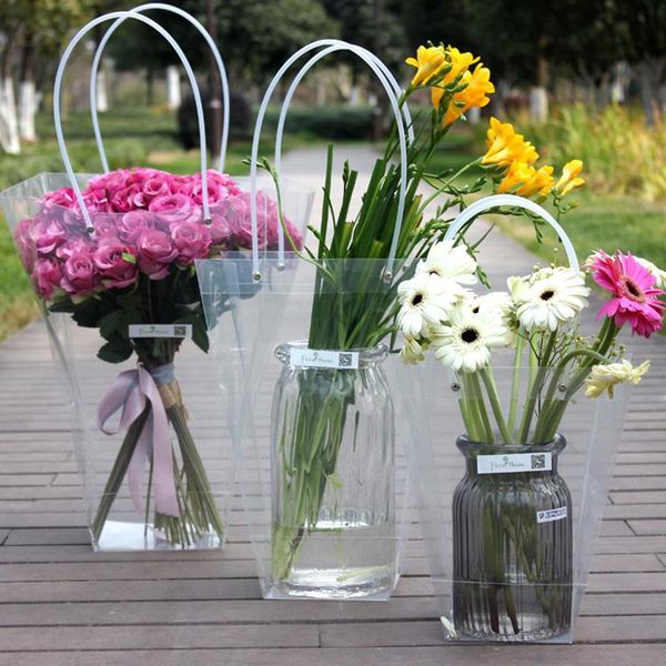 

pp flower handbag transparent packaging box rose flower shop gift wedding banquet gift packaging carton box bag