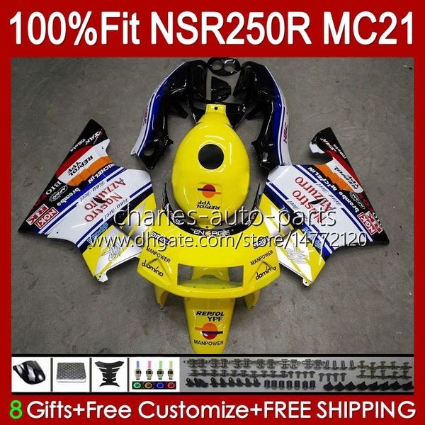 OEM-Einspritzung für HONDA NSR250 NSR 250 R gelb schwarz MC21 PGM3 NSR250R 90 91 92 93 103HC.3 NSR 250R NSR250RR 1990 1991 1992 1993 Verkleidungen