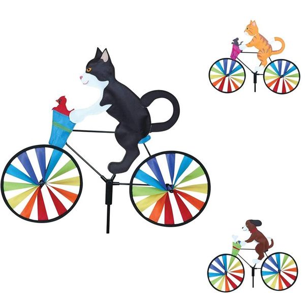 

novelty items cute animal riding bike wind spinner decoration in yard and garden, windmill garden lawn decor