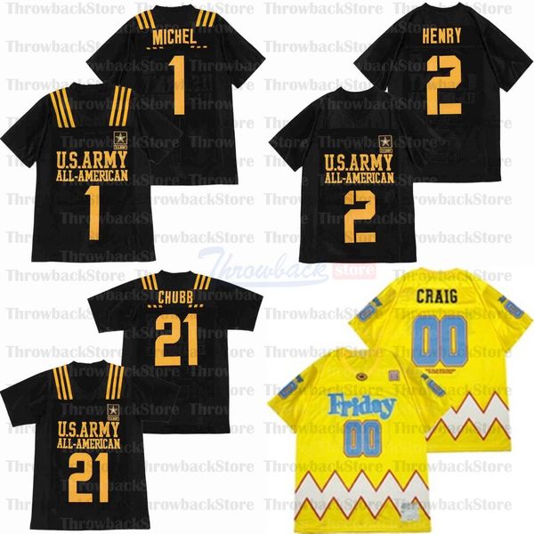 

football jerseys size s-xxxl 1 michel 2 henry 21 chubb 00 craig black, Black;red