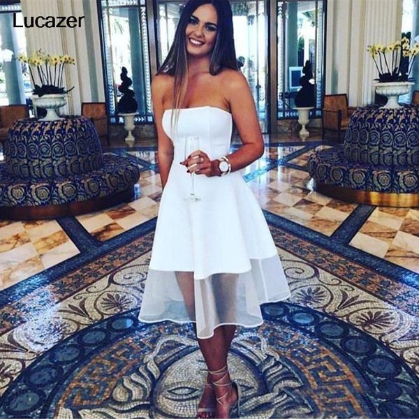 

party dresses scoop graduation homecoming formal gown plus size backless custom short white sleeveless knee-length tulle prom, White;black