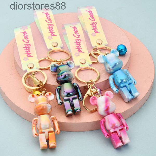 

key chain cartoon violent bear couple car schoolbag pendant bag trinket, Silver