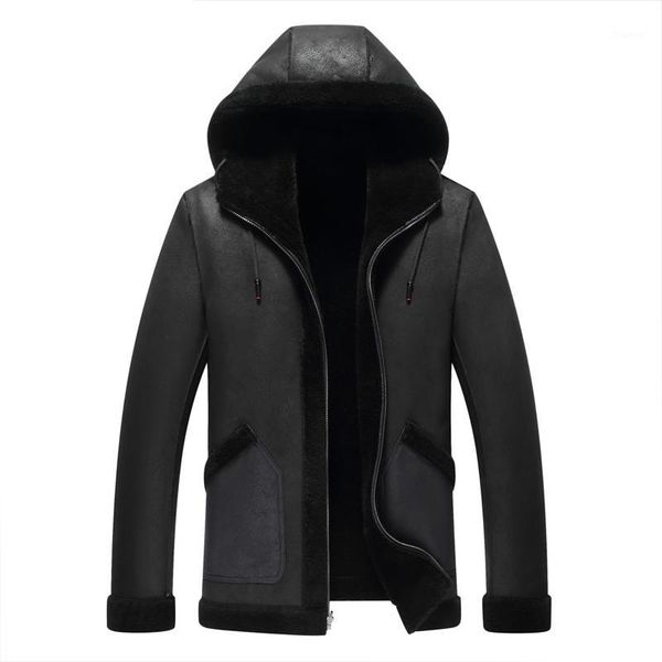 

winter warm mens fur leather jackets overcoats 2020 plus size 5xl 6xl 7xl 8xl men fur coats streetwear with hooded1, Black