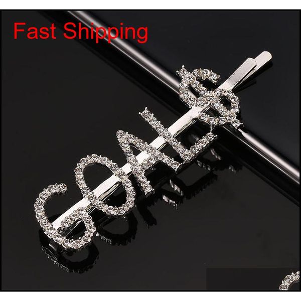 

shining letter hairpins crystal rhinestones word hair clips women styling hairgrip diamond boss hair clip qyloop mj_fashion, Silver