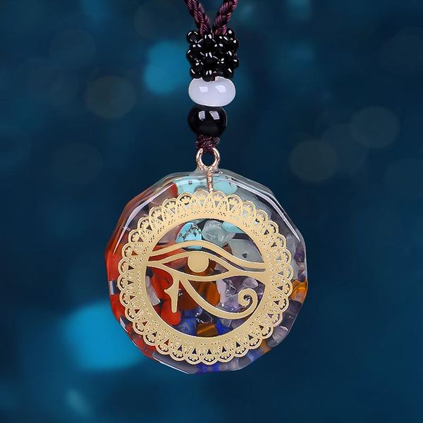 

pendant necklaces horus eye all-seeing eyes orgonite sri yantra necklace sacred geometry chakra energy meditation jewelry, Silver
