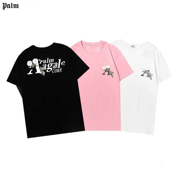 

spring and tee summer men's women's floral daisy letter print round neck t shirts, White;black