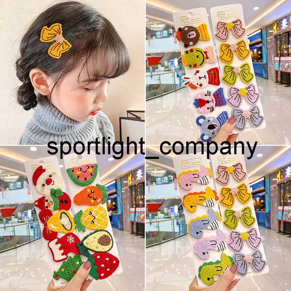 

2022 5 pcs/set children cute nylon knited cartoon flower ornament hair clips girls lovely barrettes hairpins kids hair accessories, Slivery;white