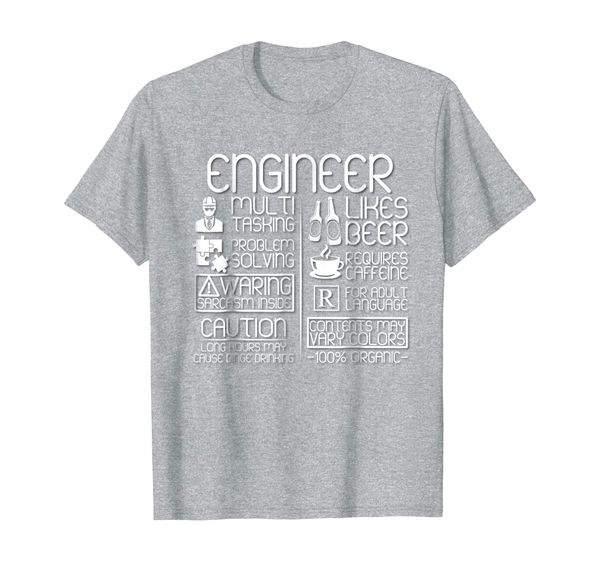

engineer traits requires caffeine likes beer sarcasm t shirt, White;black