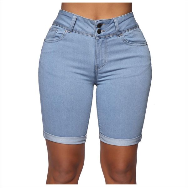

vintage plus size fashion summer womens jean pockets wash denim shorts pants streetwear, Blue