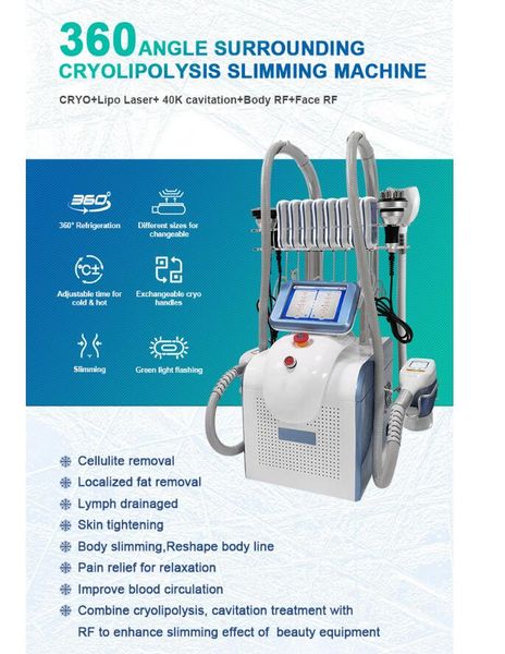 

7 in 1 cryo handles fat ing cryolipolysis suction weight loss skin lift fast with 40k cavitation rf laser beauty machine