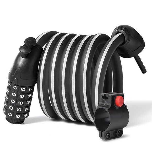 

bike locks mountain bicycle lock mtb wire reflective 5 digit password with frame portable steel chain