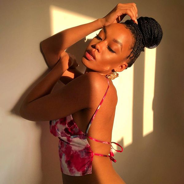 

women camis backless tie dye ruched cropped summer casual streetwear bandage sleeveless camisole female vest, White