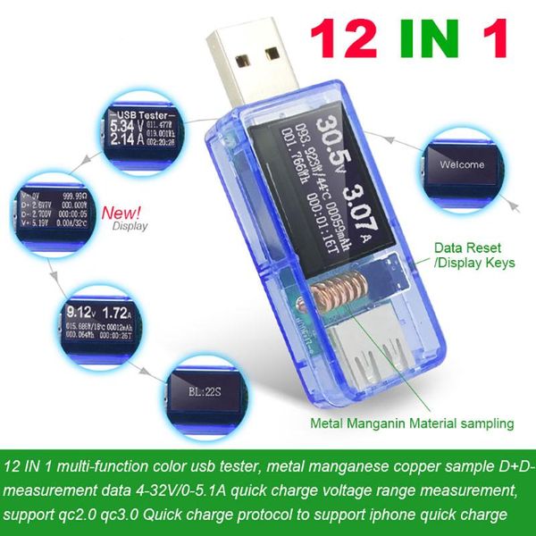 

integrated circuits 12 in 1 usb tester dc digital voltmeter amperimetro voltagecurrent meter ammeter detector power bank charger indicator