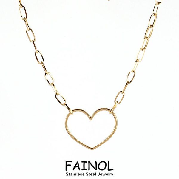 

chains stainless steel necklaces for women necklace thick chain heart infinity choker geometry jewelry gift, Silver