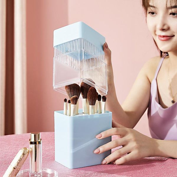 

storage boxes & bins makeup brush holder organizer box plastic container for cosmetic transparent dust-proof bucket