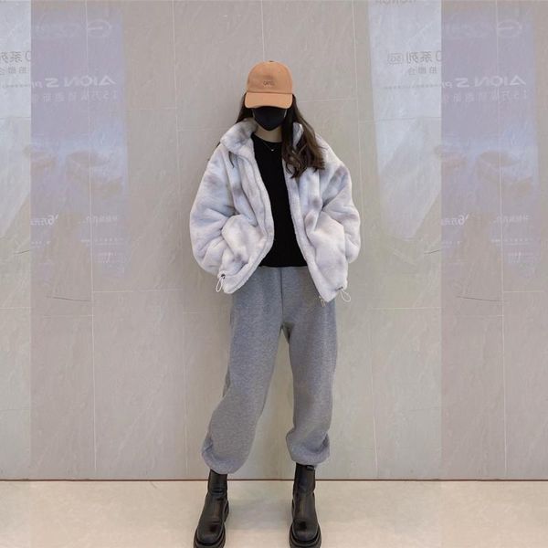 

women's fur & faux winter jacket coat for women teddy bear thick warm, Black