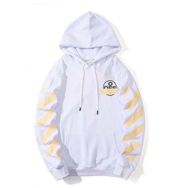 

off trend brand white gold tape arrow hooded sweater, Black