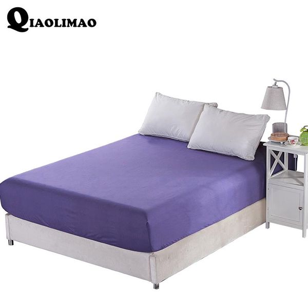 

sheets & sets 1pcs 100% polyester solid color fitted sheet mattress cover four corners with elastic band bed size 90x190cm 100x200cm