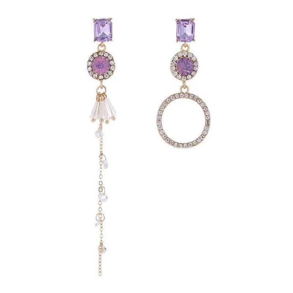 

dangle & chandelier s925 silver needle creative fashion long zircon asymmetric earrings female natural gas stud