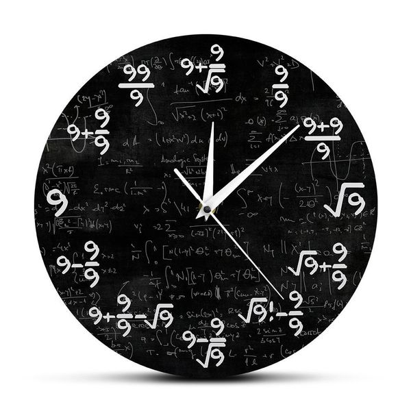 Mathe-Gleichung, die Neunen-Mathe-Wanduhr, die Uhr der 9er-Formeln, moderne Wandbehanguhr, mathematische Klassenzimmer-Wandkunst-Dekoration 210309