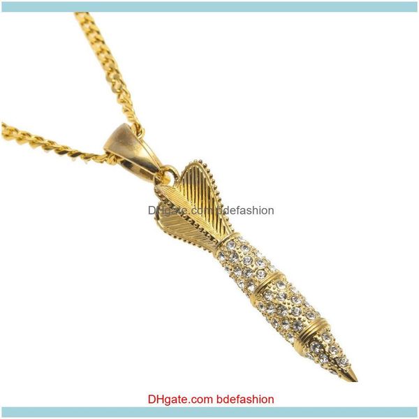 

necklaces & pendants jewelrybling bling gold color rhinestone iced out military rocket arrow dart pendant necklace hip hop style rapper jewe, Silver