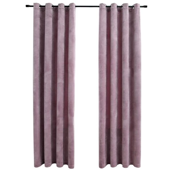 

curtain & drapes blackout curtains with rings 2 pcs velvet rose 140x225 cm