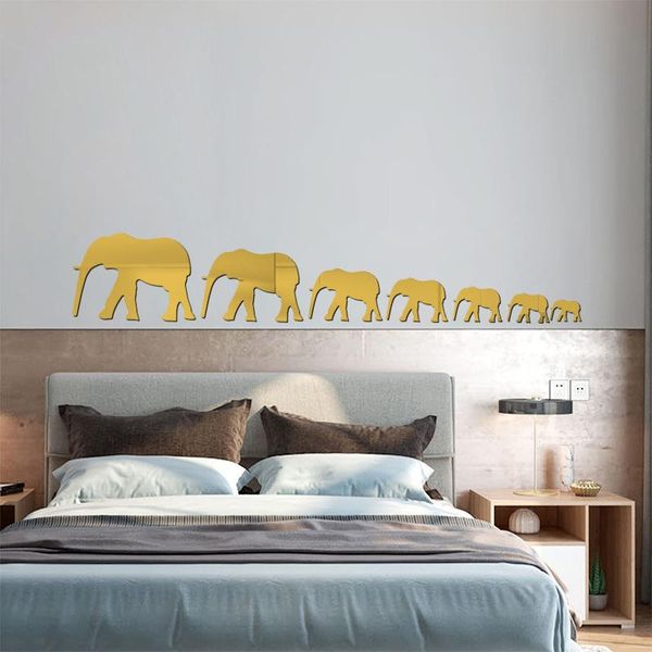 

mirrors 7 pcs cute elephant wall mirror sticker living room bathroom decor various combinations of different sizes diy decoration