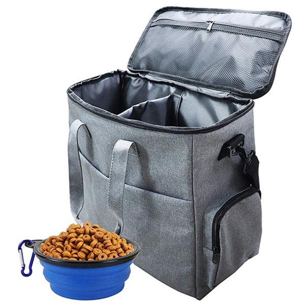 

dog car seat covers travel bag, luggage with 1 collapsible slow feeder bowls, 2 storage containers, pet supplies tote organizer