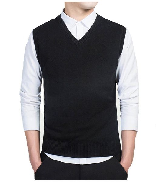 

men's vests brand clothing pullover sweater men autumn v neck slim vest sweaters sleeveless warm cotton casual m-3xl j767, Black;white