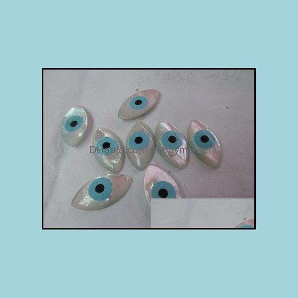 Conchiglia, Osso, Corallo Perline Sfuse Gioielli 12 Pz 13X20 Mm Splendida Mop Shell Madreperla Occhi Diabolici Marquise Blu Bianco Cabochon Drop Deliver