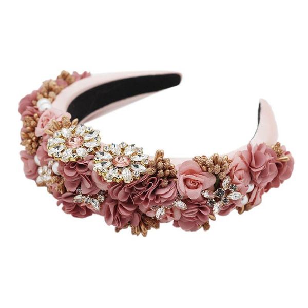 

hair clips & barrettes baroque full jewelry headband women sweet colored flower rhinestone beaded hoop thicken sponge padded bandana c1fe, Golden;silver
