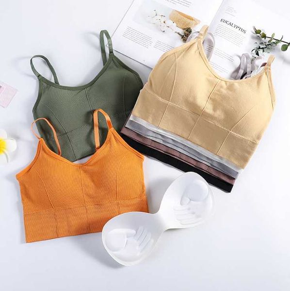 

camisoles & tanks 2021 women seamless comfort bra push up wirebralette lingerie vest padded brassiere underwear, Black;white