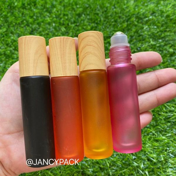 

storage bottles & jars 10pcs 10ml portable frosted colorful thick glass roller essential oil perfume refillable rollerball bottle travel use