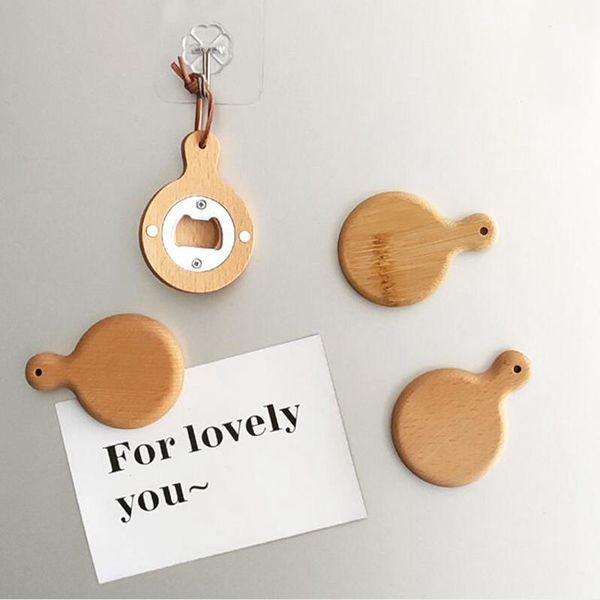 Apribottiglie in legno di bambù a forma di padella con manico sottobicchiere decorazione magnete per frigorifero apribottiglie per birra logo con incisione gratuita