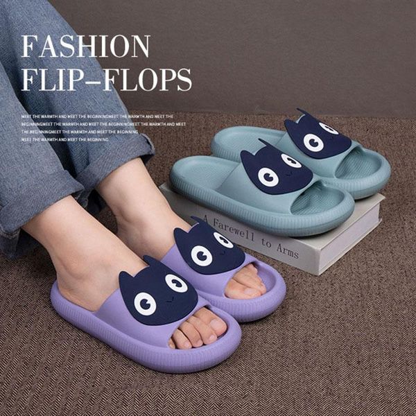 

slippers summer women sandals 2021 cute cartoon sliders anti-slip couples slides kid eva outdoor shoes children mules, Black
