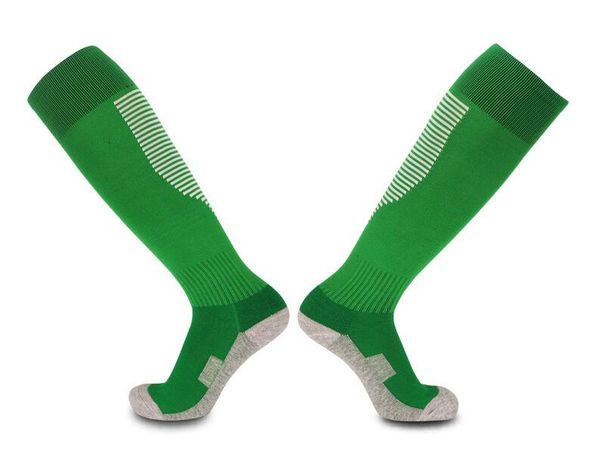 

22 color options comfortable sock end design can move y striped over knee thickened towel bottom long tube sports football soccer stockings, Black