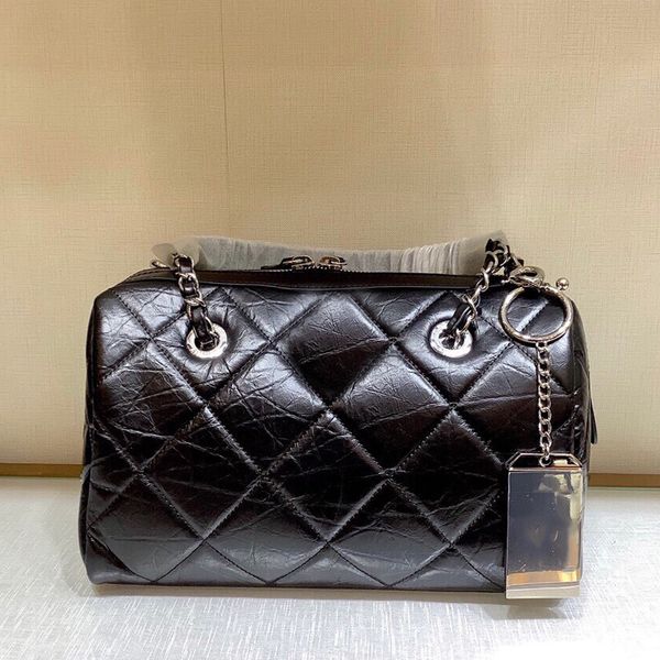 

new bowling bag soft make old leather 1321 wear-resistant steel bottom hardware loulou bag graceful bag leather is very durable bags, Black