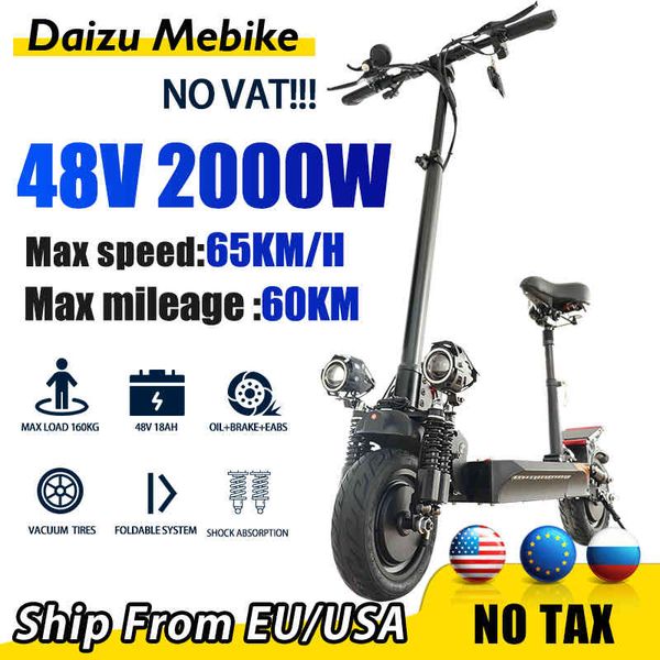 

no vat 2021 new model electric scooter 2000w dual motor electric kick scooter high speed 65km/h patinete electrico max mileage