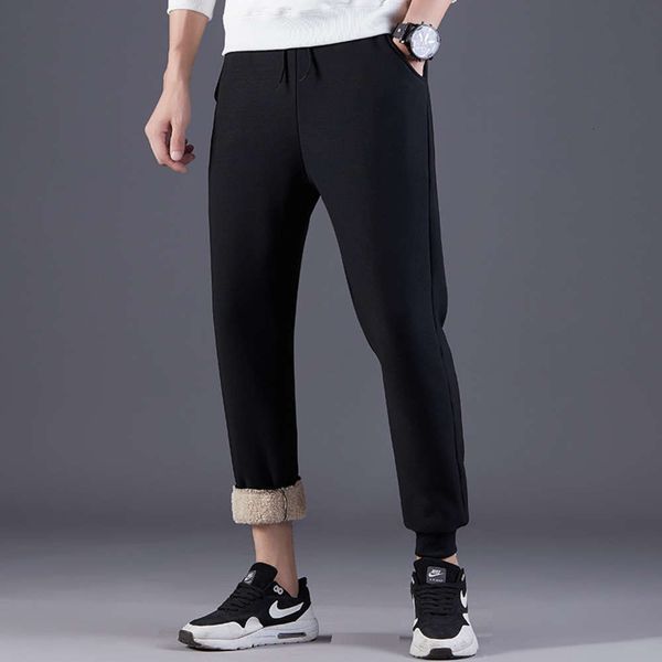 

leisure sports autumn and winter plush thickening fashion 2021 new leggings men's pants, Blue